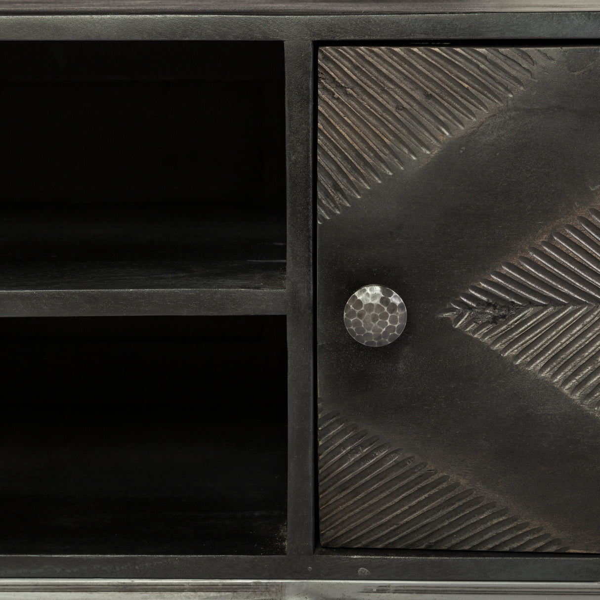Hogarth I Dark Brown Solid Wood TV Stand Media Console with Storage, TV up to 81" from Mercana - Luna Furniture