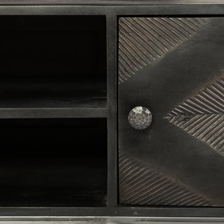 Hogarth I Dark Brown Solid Wood TV Stand Media Console with Storage, TV up to 81" from Mercana - Luna Furniture