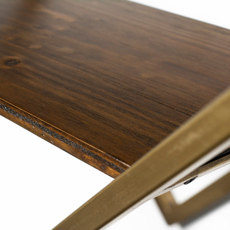 Neil I Diamond Shape Wall Mounted Brass Frame w Three Wood Wall Shelves from Mercana - Luna Furniture