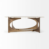 Reinhold 49" Round White Marble Top Gold Metal Base Coffee Table from Mercana - Luna Furniture