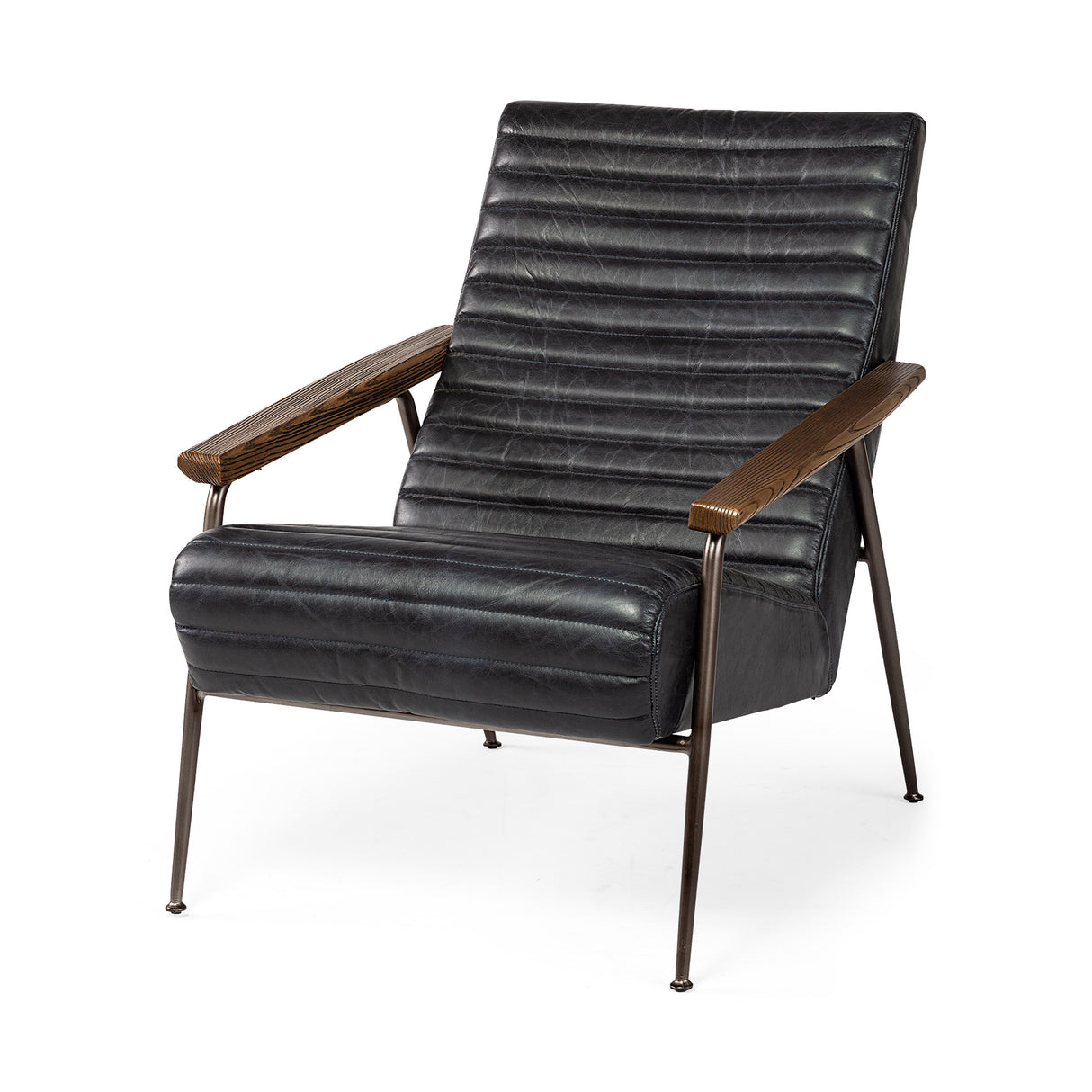 Grosjean Black Leather Wrap Metal Frame Accent Chair from Mercana - Luna Furniture