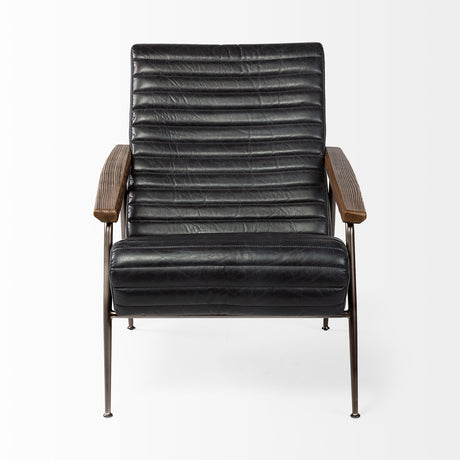 Grosjean Black Leather Wrap Metal Frame Accent Chair from Mercana - Luna Furniture