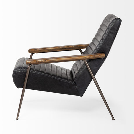 Grosjean Black Leather Wrap Metal Frame Accent Chair from Mercana - Luna Furniture