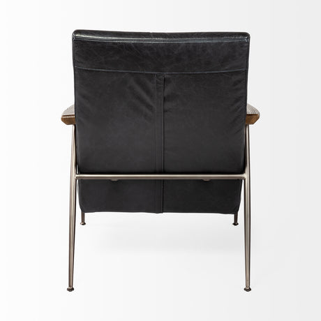 Grosjean Black Leather Wrap Metal Frame Accent Chair from Mercana - Luna Furniture