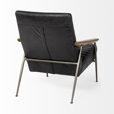 Grosjean Black Leather Wrap Metal Frame Accent Chair from Mercana - Luna Furniture