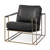 Watson Black Leather Wrap Gold Metal Frame Accent Chair from Mercana - Luna Furniture