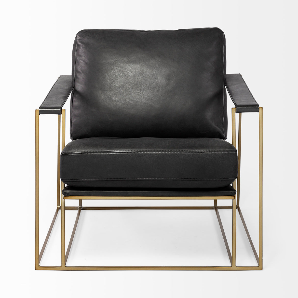 Watson Black Leather Wrap Gold Metal Frame Accent Chair from Mercana - Luna Furniture