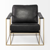 Watson Black Leather Wrap Gold Metal Frame Accent Chair from Mercana - Luna Furniture