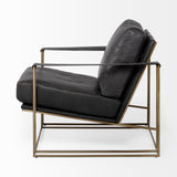 Watson Black Leather Wrap Gold Metal Frame Accent Chair from Mercana - Luna Furniture