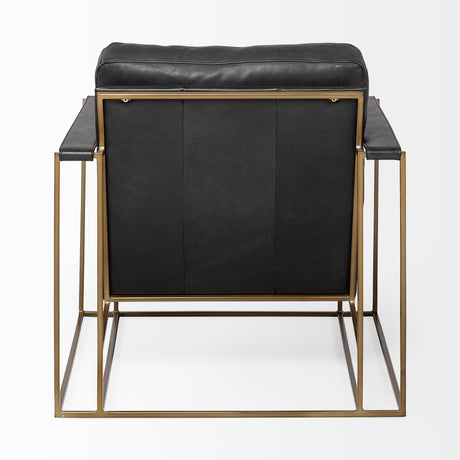 Watson Black Leather Wrap Gold Metal Frame Accent Chair from Mercana - Luna Furniture