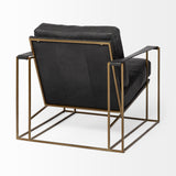 Watson Black Leather Wrap Gold Metal Frame Accent Chair from Mercana - Luna Furniture