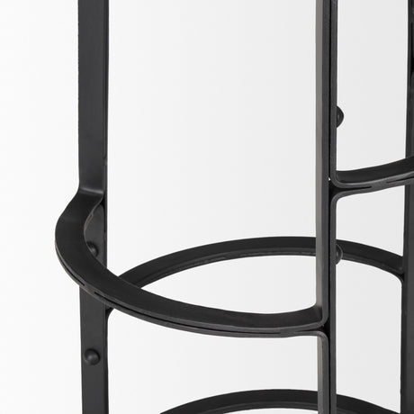 Neo 26.3" Seat Height Brown Wood Seat Black Metal Frame Stool from Mercana - Luna Furniture