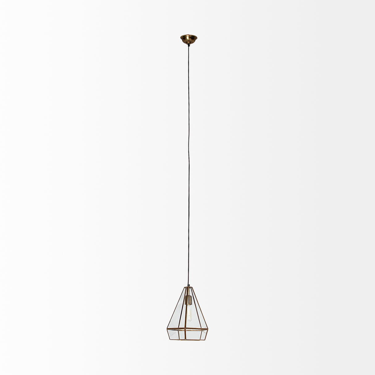 Prima 9.5x12.5 Gold Metal and Glass Pyramid Pendant Light from Mercana - Luna Furniture