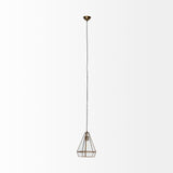 Prima 9.5x12.5 Gold Metal and Glass Pyramid Pendant Light from Mercana - Luna Furniture