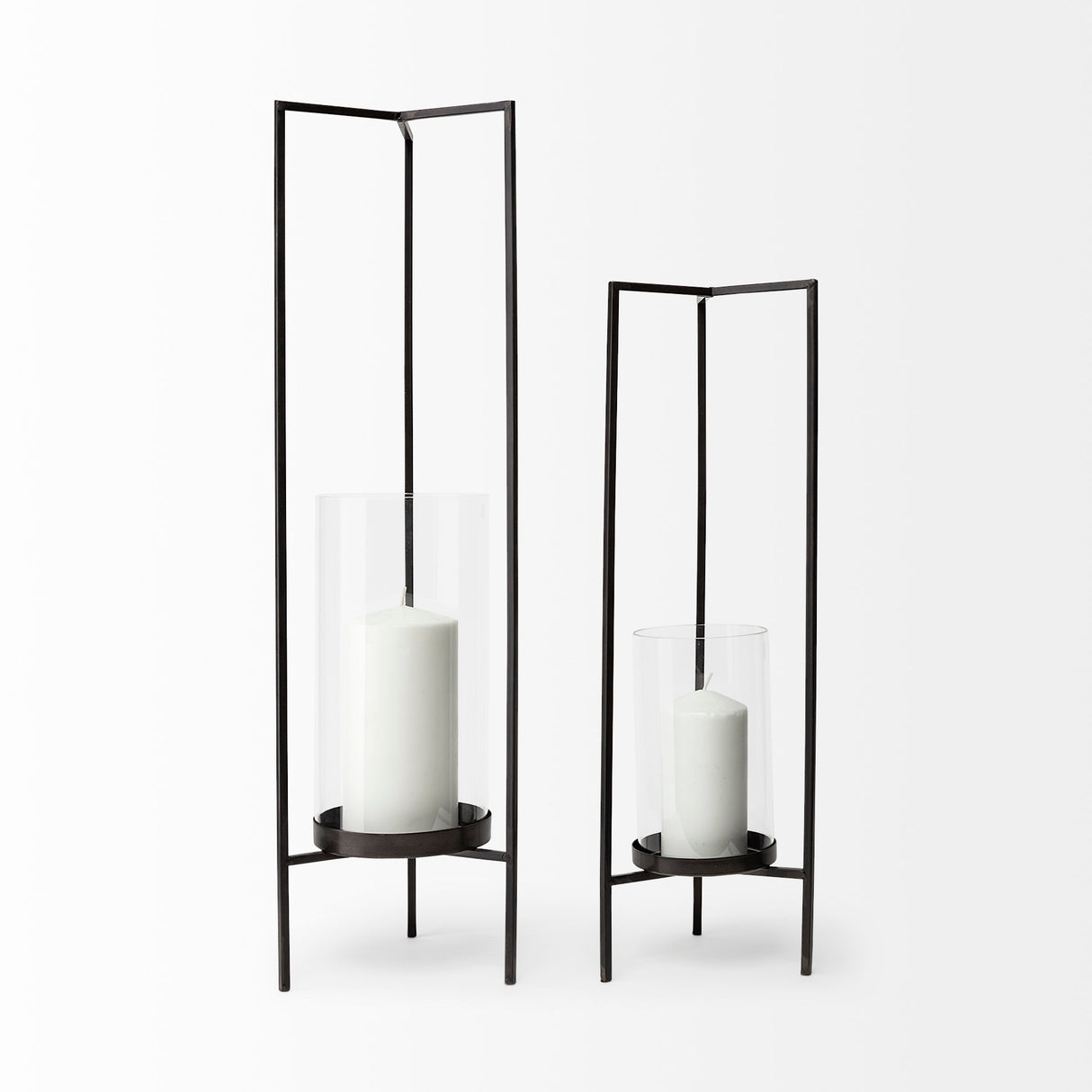 Abigail I Large Gunmetal Gray Metal Table Candle Holder from Mercana - Luna Furniture