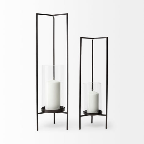 Abigail I Large Gunmetal Gray Metal Table Candle Holder from Mercana - Luna Furniture