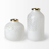 Pearl Short White Gold Rim Glass Vase from Mercana - Luna Furniture