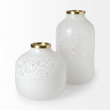 Pearl Short White Gold Rim Glass Vase from Mercana - Luna Furniture