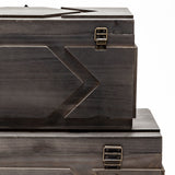 Cassia Set of 2 Brown Wooden Boxes from Mercana - Luna Furniture