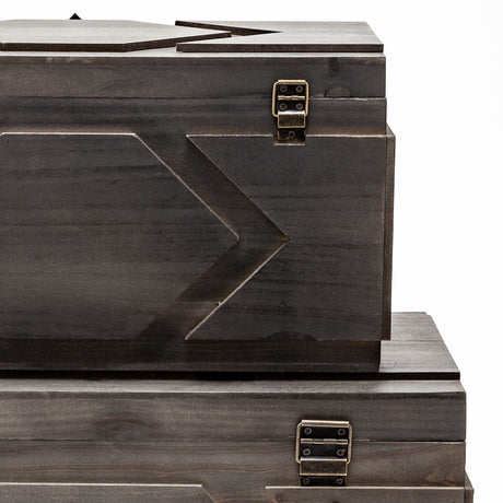 Cassia Set of 2 Brown Wooden Boxes from Mercana - Luna Furniture