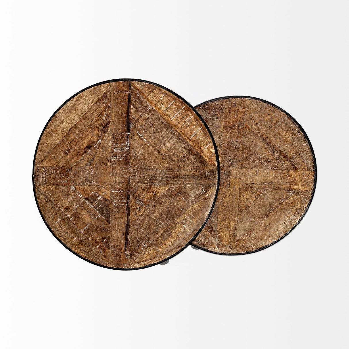Clapp III (Set of 2) 20L x 20W Brown Round Wood Top W/ Black Metal Frame Nesting Accent Tables from Mercana - Luna Furniture