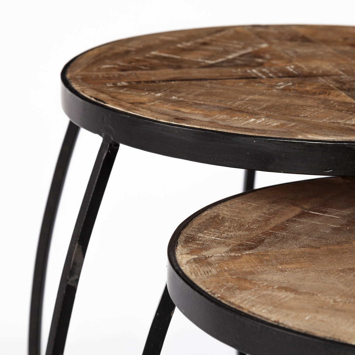 Clapp III (Set of 2) 20L x 20W Brown Round Wood Top W/ Black Metal Frame Nesting Accent Tables from Mercana - Luna Furniture