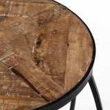 Clapp III (Set of 2) 20L x 20W Brown Round Wood Top W/ Black Metal Frame Nesting Accent Tables from Mercana - Luna Furniture