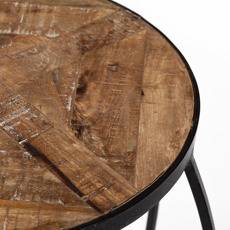 Clapp III (Set of 2) 20L x 20W Brown Round Wood Top W/ Black Metal Frame Nesting Accent Tables from Mercana - Luna Furniture