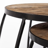 Clapp IV (Set of 2) 20L x 20W Brown Round Wood Top W/ Black Iron Frame Nesting Accent Tables from Mercana - Luna Furniture