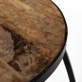 Clapp IV (Set of 2) 20L x 20W Brown Round Wood Top W/ Black Iron Frame Nesting Accent Tables from Mercana - Luna Furniture