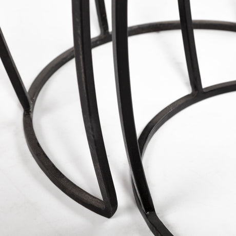Clapp IV (Set of 2) 20L x 20W Brown Round Wood Top W/ Black Iron Frame Nesting Accent Tables from Mercana - Luna Furniture