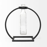 Monica II Tall Black Metal Glass Bottle Vase from Mercana - Luna Furniture