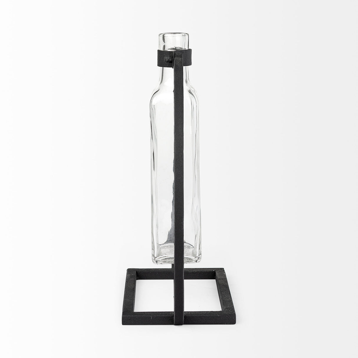 Monica II Tall Black Metal Glass Bottle Vase from Mercana - Luna Furniture
