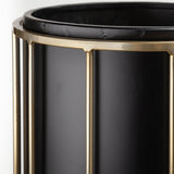 Pianta 13 x 21 Set of Two Black Metal Insert Brass Frame Plant Stands from Mercana - Luna Furniture