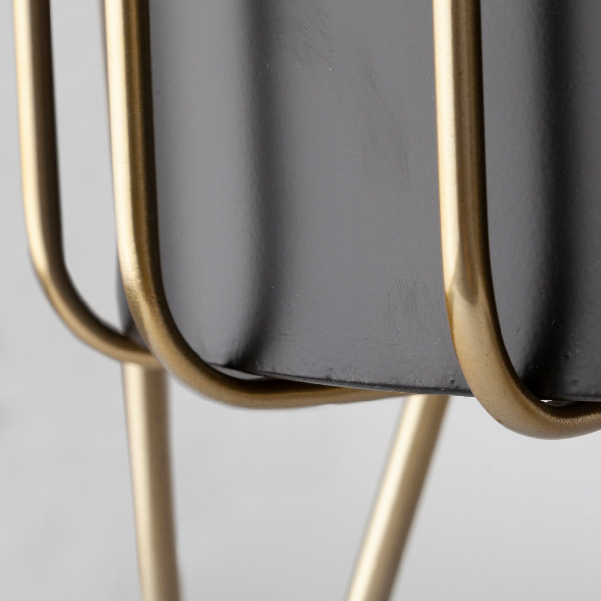 Pianta 13 x 21 Set of Two Black Metal Insert Brass Frame Plant Stands from Mercana - Luna Furniture