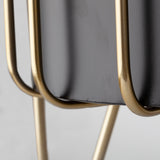 Pianta 13 x 21 Set of Two Black Metal Insert Brass Frame Plant Stands from Mercana - Luna Furniture