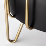 Pianta 13 x 21 Set of Two Black Metal Insert Brass Frame Plant Stands from Mercana - Luna Furniture