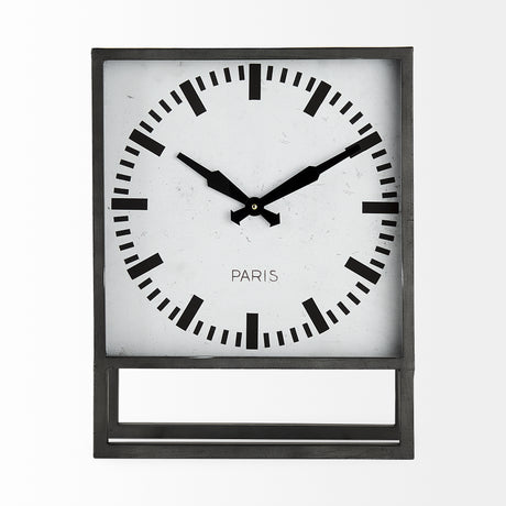 Felix Gray Metal Square Table Clock from Mercana - Luna Furniture