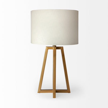 Raelynn (29"H) White-Linen Drum Shade w/ Gold Metal Frame Table Lamp from Mercana - Luna Furniture