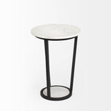 Bombola I (Small) 15L x 15W White Round Marble Top W/Black Metal Frame Accent Table from Mercana - Luna Furniture
