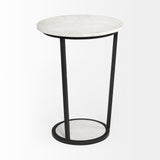 Bombola II (Large) 18L x 18W White Round Marble Top W/Black Metal Frame Accent Table from Mercana - Luna Furniture