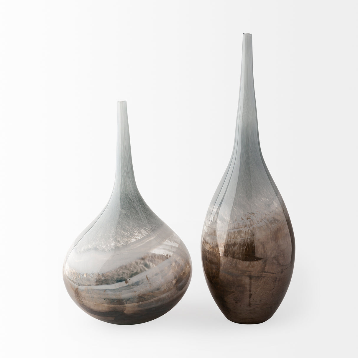 Erie II Tall Two Toned Sky Blue Dark Brown Blown Glass Vase from Mercana - Luna Furniture