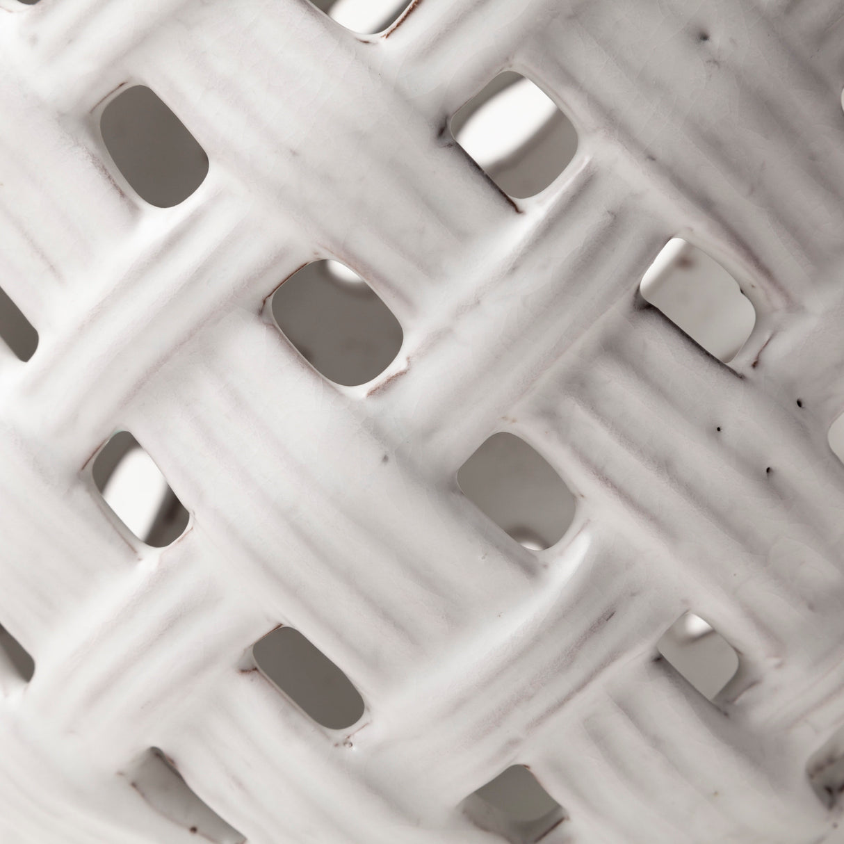 Forillon I Short White Glazed Lattice Pattern Vase from Mercana - Luna Furniture