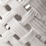 Forillon I Short White Glazed Lattice Pattern Vase from Mercana - Luna Furniture