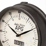 Attalack II Black Metal Round Face Table Clock from Mercana - Luna Furniture