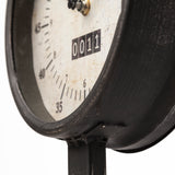 Attalack II Black Metal Round Face Table Clock from Mercana - Luna Furniture