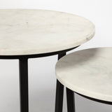 Bombola I (Small) 15L x 15W White Round Marble Top W/Black Metal Frame Accent Table from Mercana - Luna Furniture