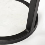 Bombola I (Small) 15L x 15W White Round Marble Top W/Black Metal Frame Accent Table from Mercana - Luna Furniture