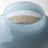Nasser I Short Blue/Gold/Chrome Urn Style Glass Vase from Mercana - Luna Furniture