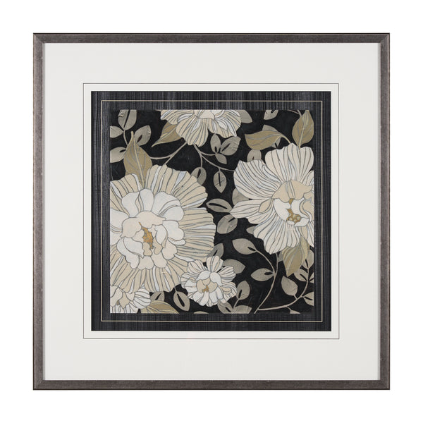 Garden Noir I by June Erica Vess a Hand Embellished Textured Framed Art Print Matted under Glass